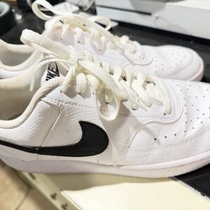 Nike White Shoes with Black Logo